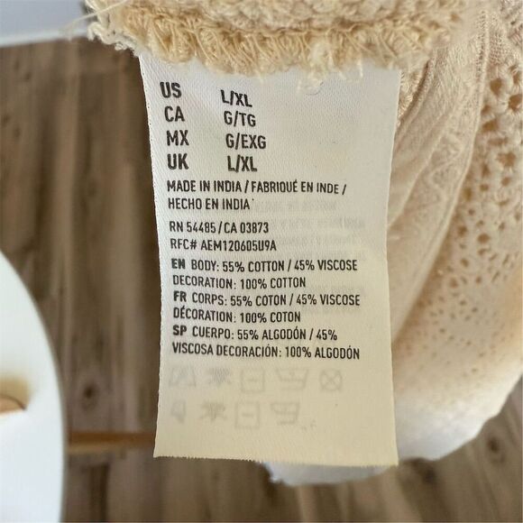 American Eagle Women's L/XL Cream Open Front Cardigan Lace Boho Chic Sweater - Picture 6 of 7